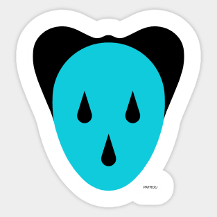 Mouse Head Blue /  Black Sticker